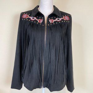 Idlewind Miranda Lambert Jacket Fringe Black Embroidered Studded Fringed Coat
